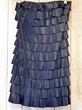 EXPRESS Black Accordian Pleaded Layered Dress Strapless Sz 8 Cocktail Party
