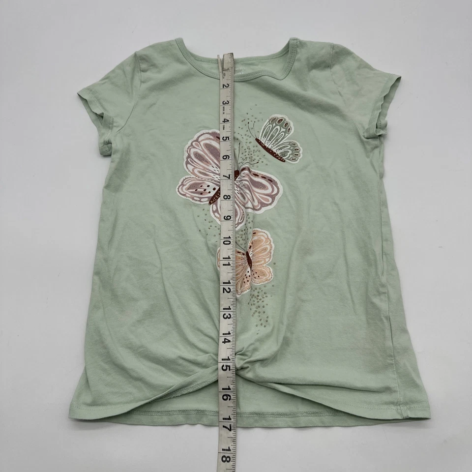 Carters T-shirt Youth Girls 8/8A Green Graphic Print Glitter ..#33687 - Image 4 of 4