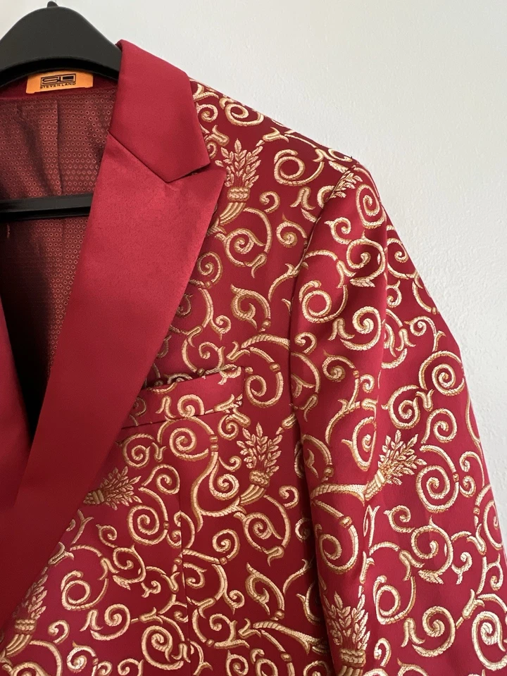Steven Land Blazer Men’s Size 44R Blaze Sport Coat Smoking Jacket Party Festive - Image 3 of 4