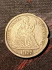 1877-CC Seated Liberty Dime AU Details Rim Damage