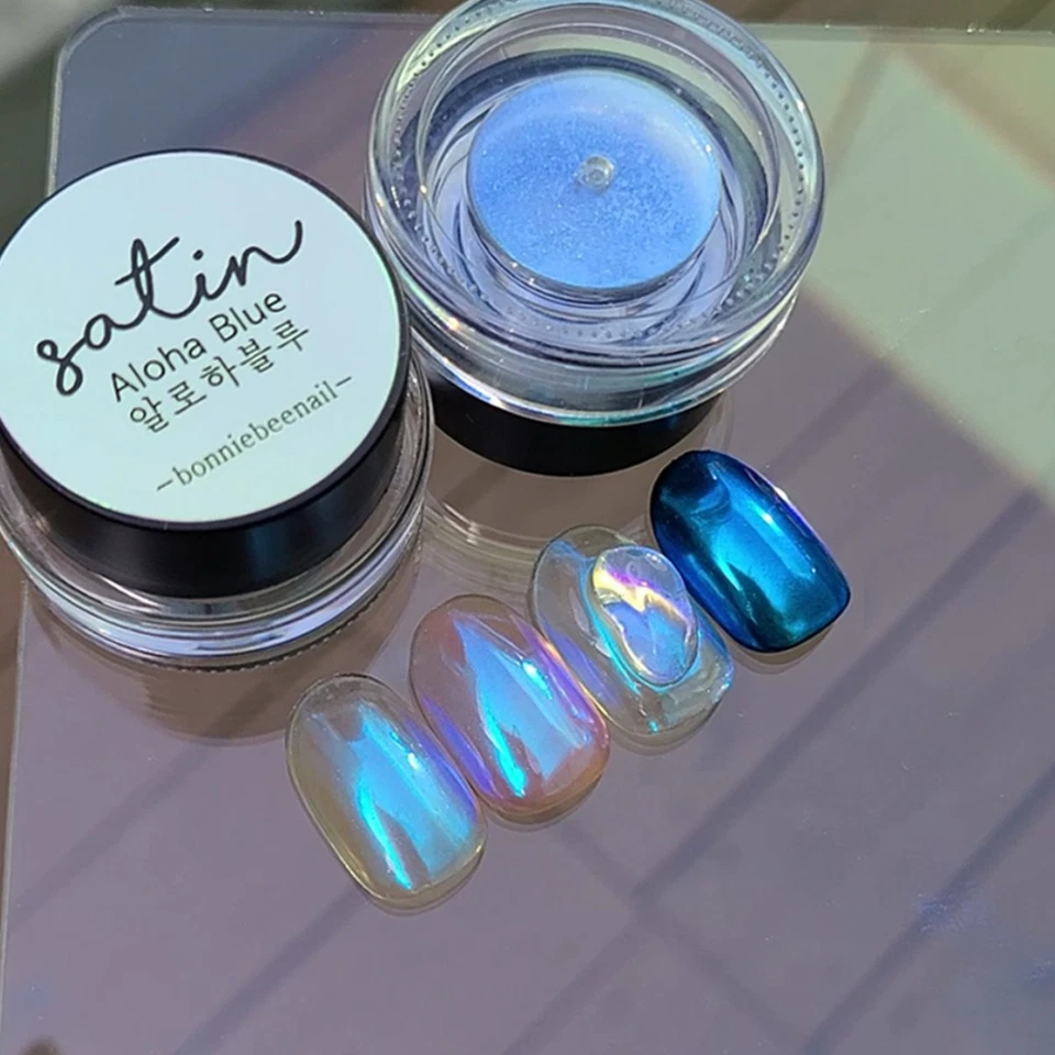 Nail Bonnie B Aloha Blue Aurora poudre verre brillant effet chrome irisé - Photo 1/4