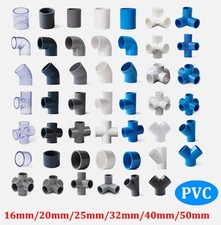 20-50mm PVC Pipe Fittings Elbow Tee 3/4/5-Way Plumbing Connector Solvent Weld