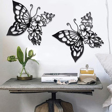 2PCS Butterfly Decoration Wall Art Boho Wall Metal Home Decor Hanging