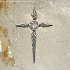 Artisan Sterling Silver Etched Clear Topaz Cross Pendant 0.9g — photo 1