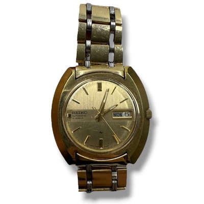 ビンテージ SEIKO 7006-7012 自動巻き シャンパン文字盤 1972 Vtg 1972 Seiko Automatic Day Date 7006 7020 Gold Plated 40mm Gents