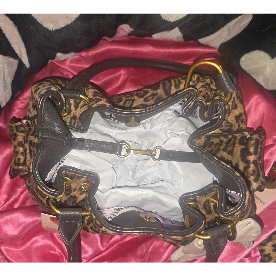 Juicy Couture Leopardo Romance Cartera y Cartera Grande Conjunto con Lazo Dije Viral Nuevo con Etiquetas Foto 3 de 4