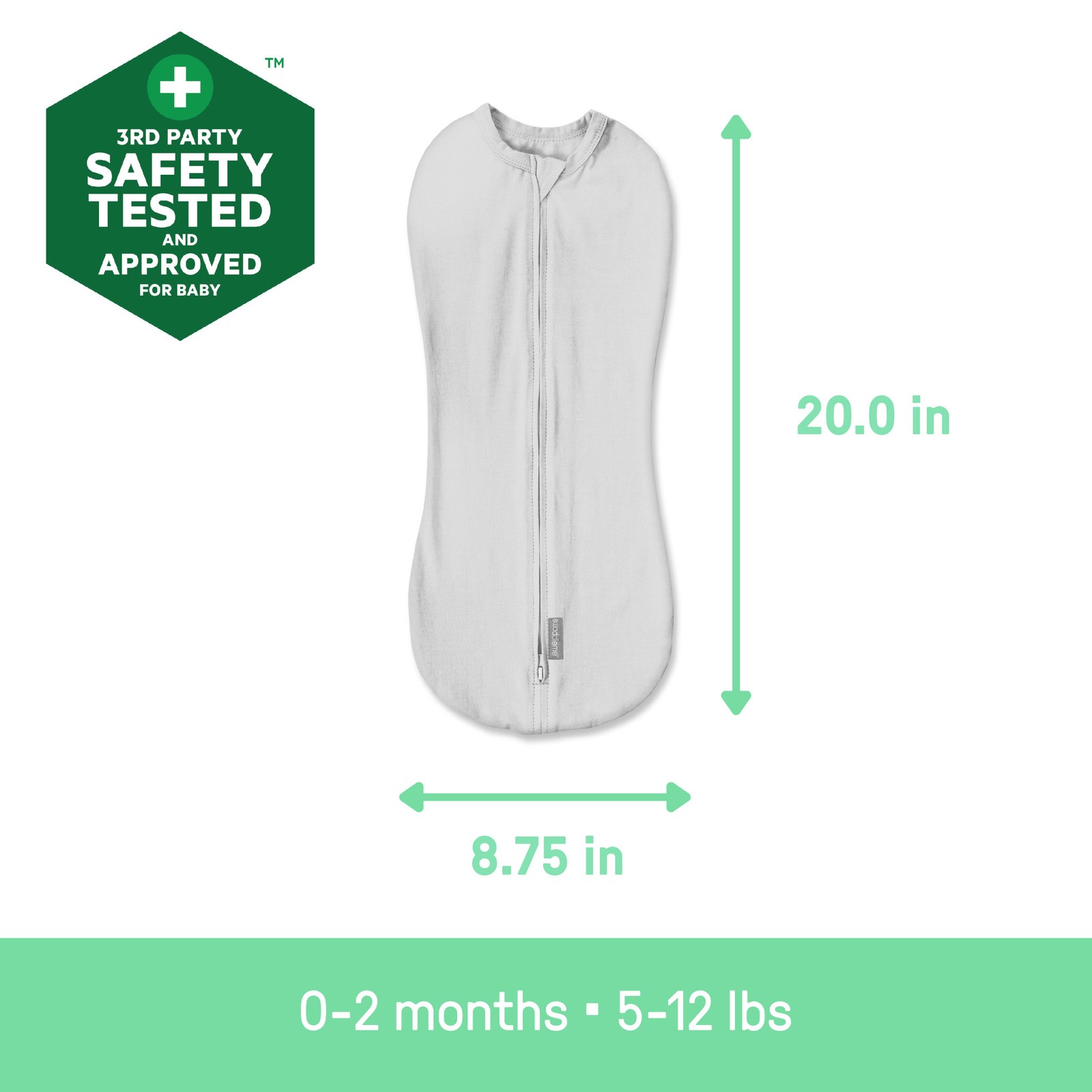SwaddleMe by Ingenuity Compression Baby Swaddle Pod, Two-Way Zipper, 0-2 Months,