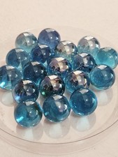Lot Of 18 Iridescent Blue Marbles Vintage
