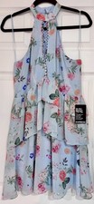 Express Womens Dress Size 8 Flower Light Blue with Beautiful Details