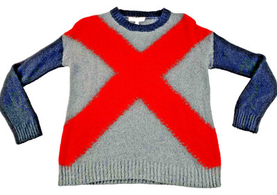Elizabeth and James Womens Sweater Wool Mohair Blend Sz XS Gray Red NWT $230