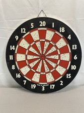 Vintage Double Sided Dart Board With Baseball And Hook 18  Made in England