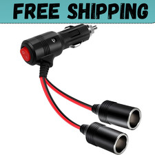 Universal Car Cigarette Lighter Adapter with Switch 2-Socket 12V/24V Splitter