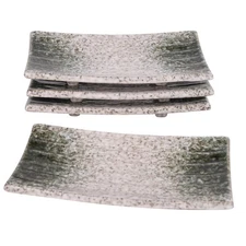 Uaral Japanese Sushi Plates 8.5" Ceramic Sashimi Plate Set of 4 Emerald Green