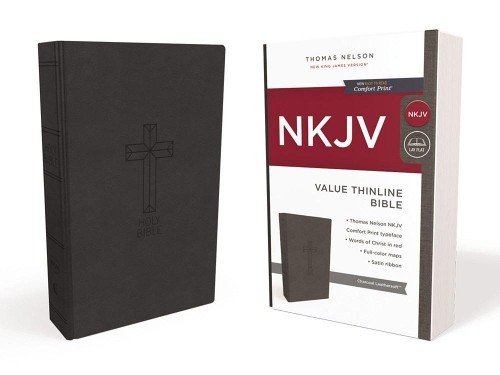 NKJV, Value Thinline Bible, Charcoal Leathersoft, Red Letter,... - 9780718075422