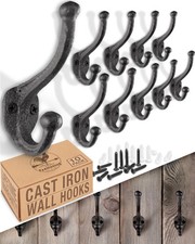 Rustic Cast Iron Coat Hooks 10 Pack Wall Mounted Farmhouse Decorative Hooks