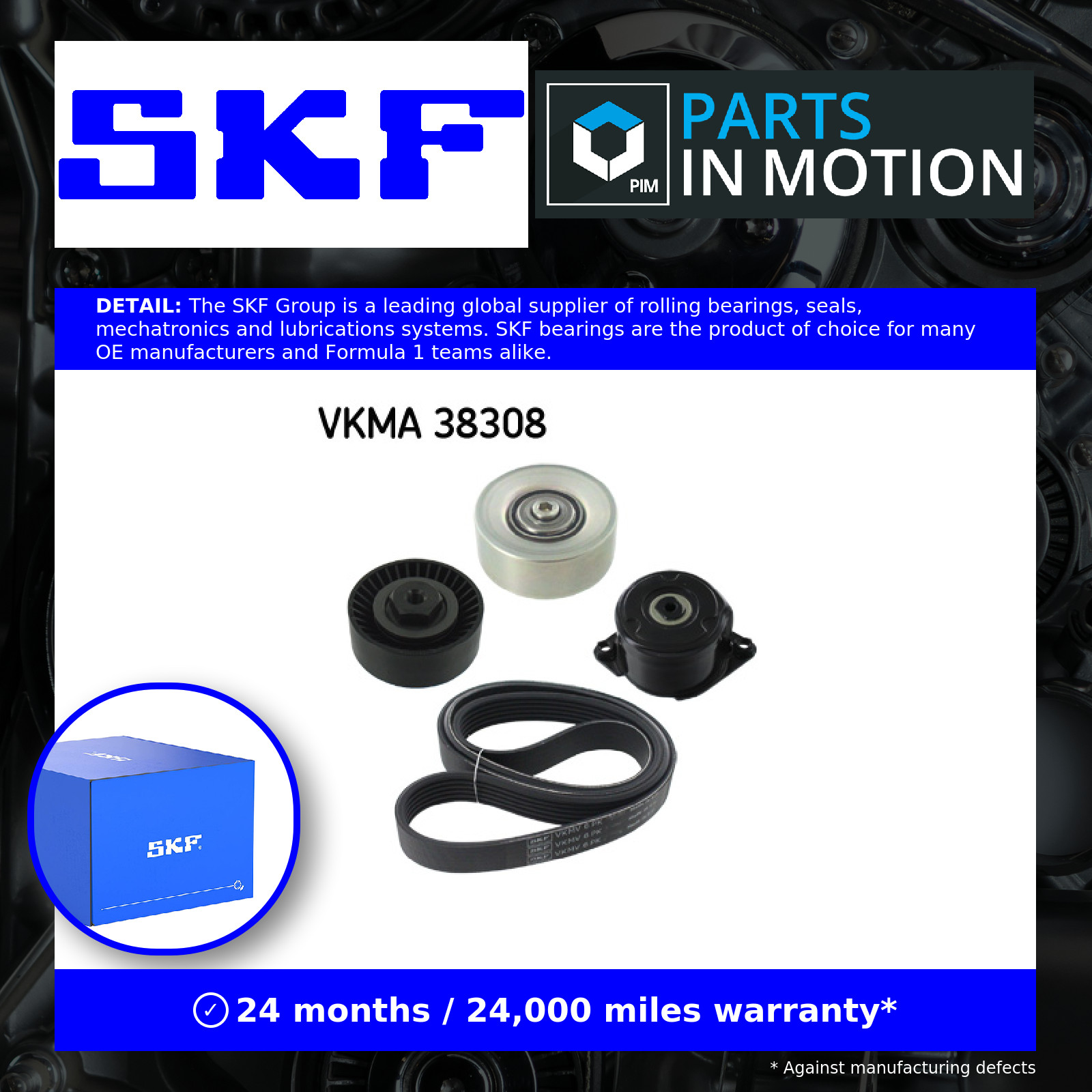 Drive Belt Kit fits BMW 730 E65 3.0D 05 to 08 M57N2306D3 Set SKF 11282339100 New - Image 21
