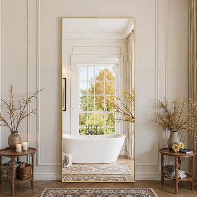 Gold Oversized Full Length Mirror with Stand - 26'' x 71'' for Home Decor