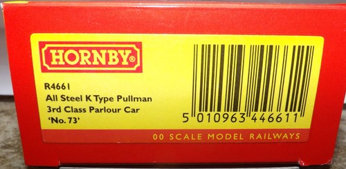 COCHE SALÓN HORNBY R4661 TODO ACERO TIPO K PULLMAN 3ª CLASE 'Nº73' - Imagen 3 de 3