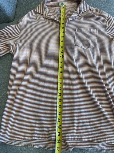 Men’s Johnnie-0 Hangin Out Shirt L Burnt Orange Striped Pocket - Picture 3 of 8