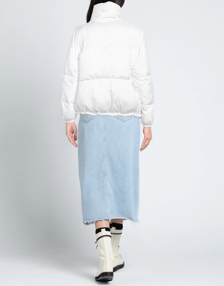 RRP€480 CALVIN KLEIN JEANS Puffer Jacket Size S White Logo High Neck - Image 2 of 4