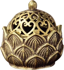 Gold Lotus Incense Burner Vintage Flower Incense Holder Incense Cone Burner I...