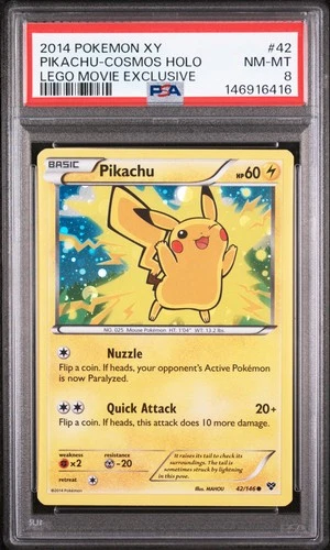 PIKACHU-COSMOS HOLO 42 LEGO MOVIE EXCLUSIVE XY POKEMON PSA 8