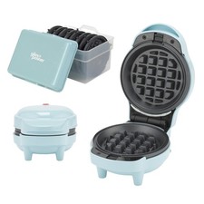 Giles&Posner Mini Waffle Maker & Storage Set – Seasonal Plates, 8 Plate Capacity