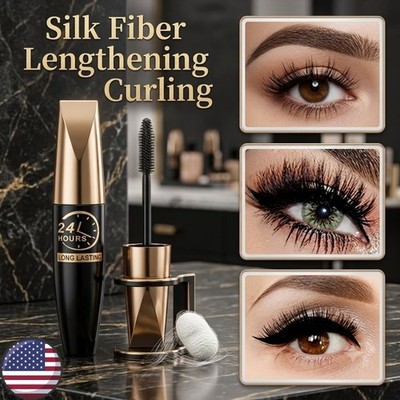 5D Silk Fiber Mascara Waterproof Eyelash Extension Lengthening Long Lasting 