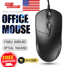 USB 2.0 Optical Wired Scroll Wheel Mouse PC Laptop Notebook Desktop Black Mice