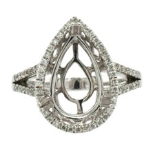 14x8mm Pear Shape Semi Mount Ring 925 Sterling Silver Split Shank Women Ring