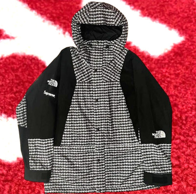 DS SS21 Supreme x North Face Studded Mountain Light Jacket Black box logo LRG