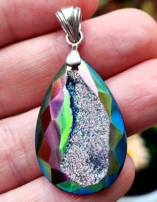 STARBORN CREATIONS STERLING SILVER BAIL PENDANT FACETED DRUZY NWT 