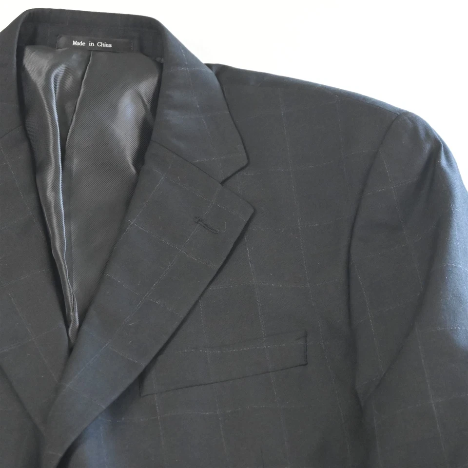 Evan Piccone 44R 38x32 Negro Ventana Super 150s Hombres Chaqueta Pantalones Traje Foto 3 de 4