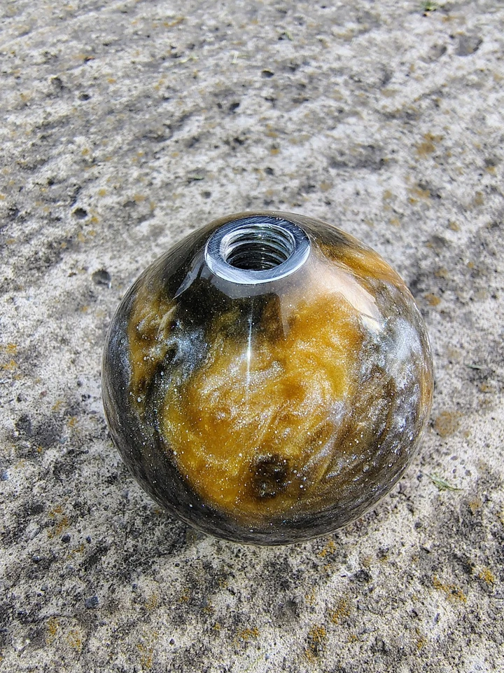 Perilla de cambio de marcha de mármol personalizada 3/8-16 rosca tamaño naranja, plata perla  Foto 4 de 4