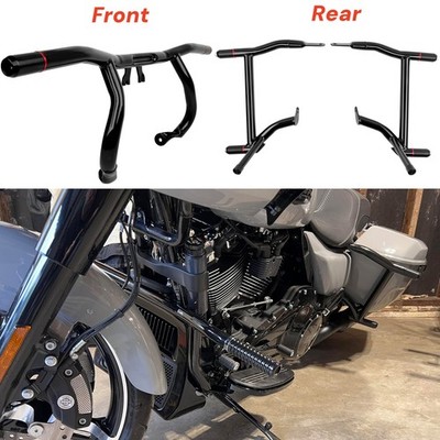 Front Rear Crash Bar Flat-Out Bar for Harley CVO Street Glide Road Glide 14-24