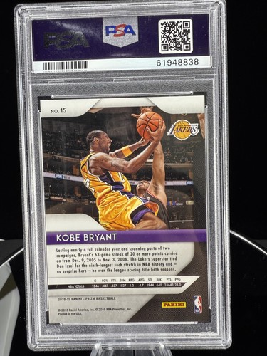 2018 - 19 KOBE BRYANT #15 PANINI PRIZM - GRADED PSA 10 GEM MINT MT. Mamba - Bild 2 von 2