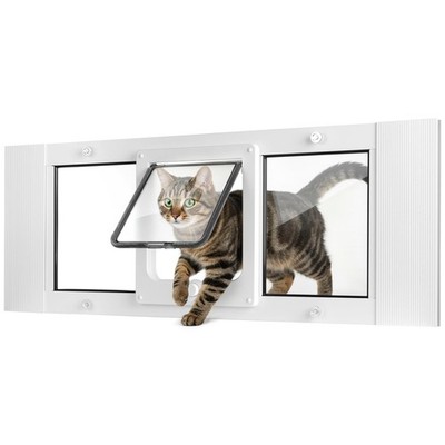 Slevoo Cat Door for Window, 10-Min No-Cut Installation, Adjustable Width of 2...