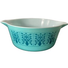 Vintage Pyrex Sachsen Lebensbaum Auflaufform - 475-B 2 1/2 QT T&uuml;rkis ohne Deckel