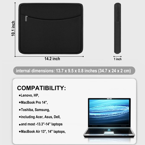 Laptop Sleeve Case 14 inch, Shockproof Protective Laptop Cover Briefcase Carr... - Picture 5 of 7