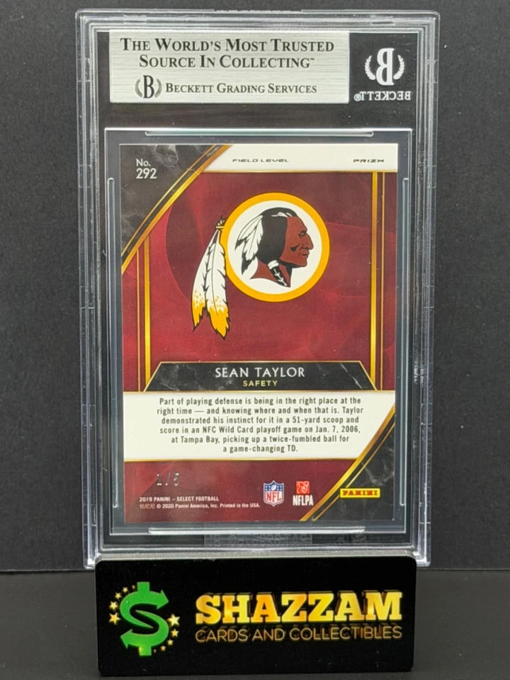 2019 Panini Select SEAN TAYLOR Prizm Green /5 BGS 9 Redskins Legend eBay 1/1 - Image 3 of 4