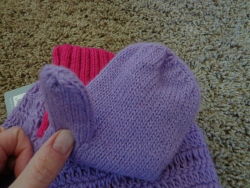 FREE COUNTRY girl's NWT sz S/M knit purple & pink flower hat & glove knit set  - Picture 6 of 7
