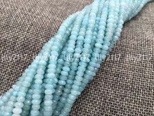 2x4mm Faceted Blue Aquamarine Roundel Natural Gemstone Abacus Loose Beads 15" AA