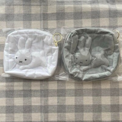 NEW Dick Bruna mini Plash Pouch White Gray set Bear TAITO kuji
