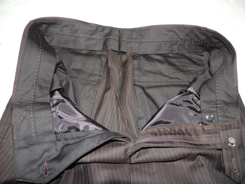 Austin Reed Hart Marx Brown Stripe Suit 42 Short Pants 35X27.1/2 - Picture 7 of 13