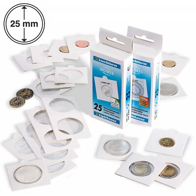 25 Self Adhesive 2x2 Coin Flips 25mm Holders For US Quarters Lighthouse Holders