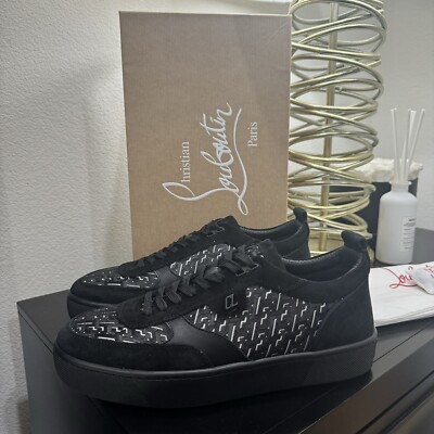 Christian Louboutin Happyrui スエードトリム スニーカー 黒 Happyrui leather-trimmed sneakers in black - Christian