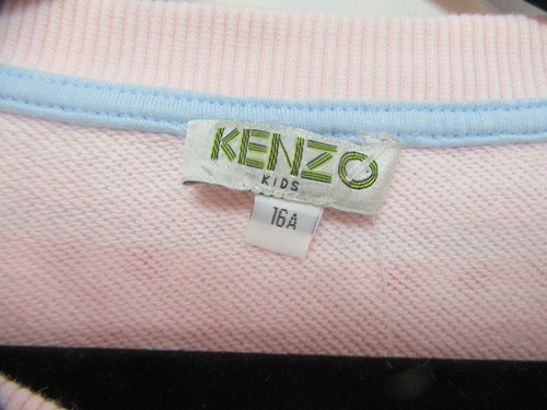 KENZO KIDS pink with red and blue geo print long sleeve sweater girls sz 16A - Picture 2 of 3