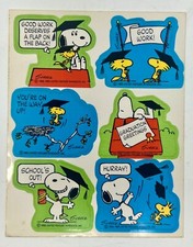 Vintage 1958  1965 Snoopy Graduation Stickers by United Feature Syndicate, Inc.