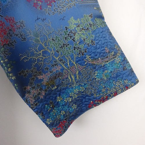 Vintage Peony Brand Blue Brocade Kimono / Robe Shanghai ~ Sz 34 ~ See Meas. - Picture 11 of 20