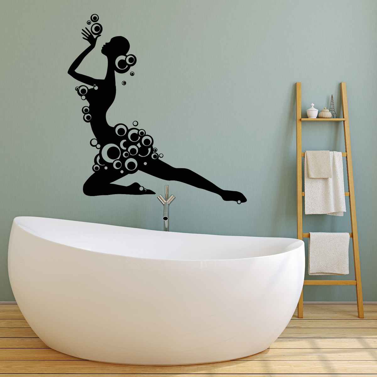 Vinyl Wall Decal Bubbles Naked Silhouette Girl Bathroom Decor Stickers  (2041ig) | eBay